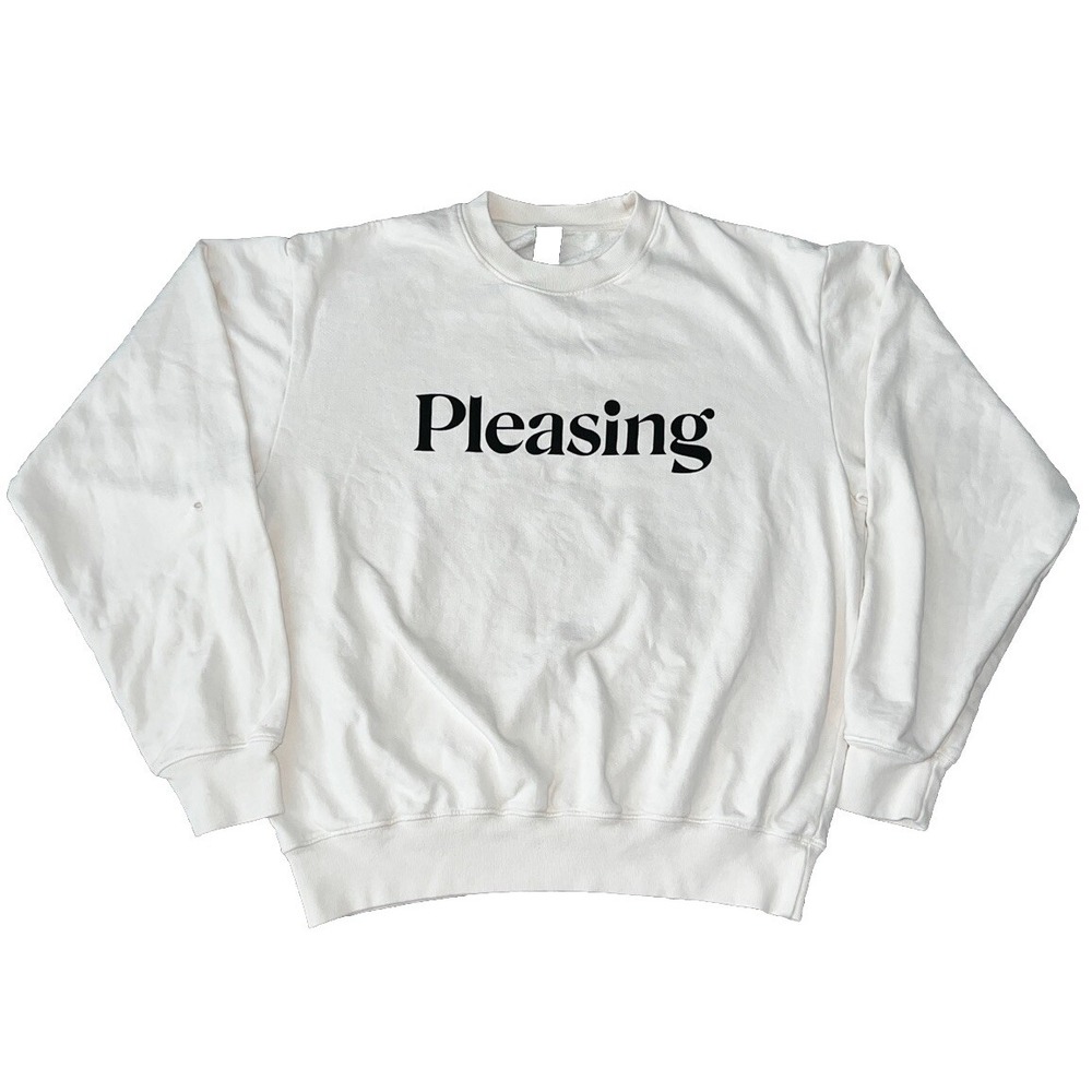 Harry Styles One Direction Pleasing Crewneck Sweatshirt Mens M Cream SMALL HOLES